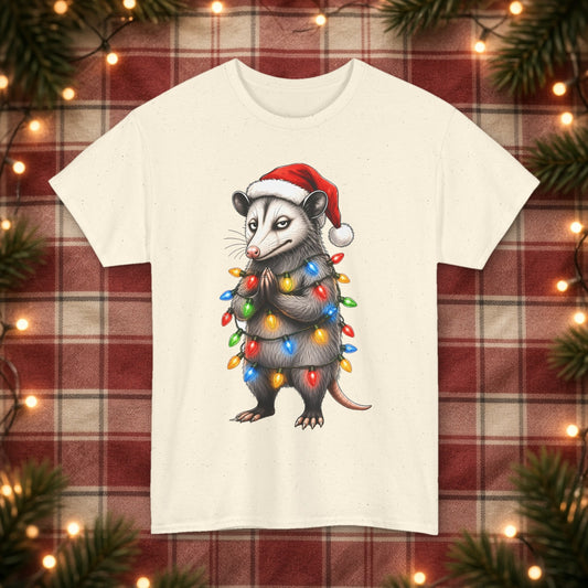 Carl Christmas Lights Christmas Tee – Natural – front
