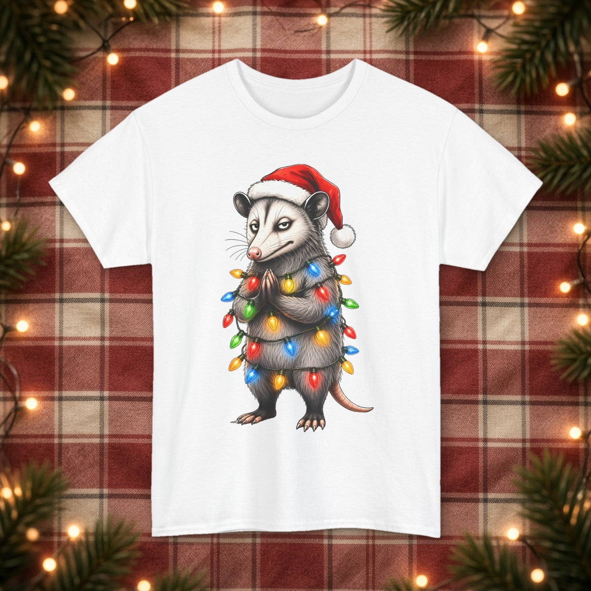 Carl Christmas Lights Christmas Tee – White – front