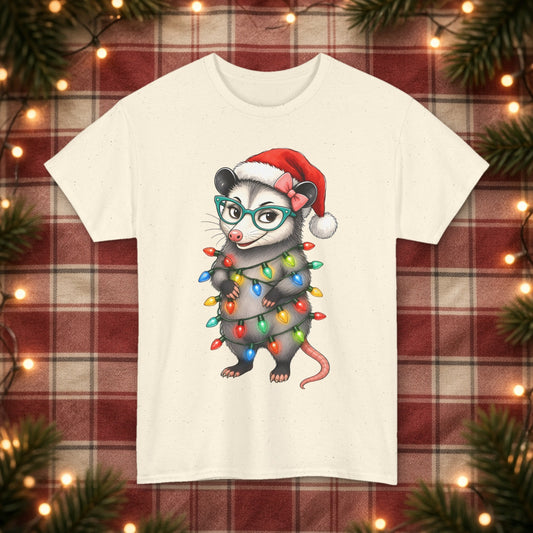 Carla Christmas Lights Christmas Tee – Natural – front