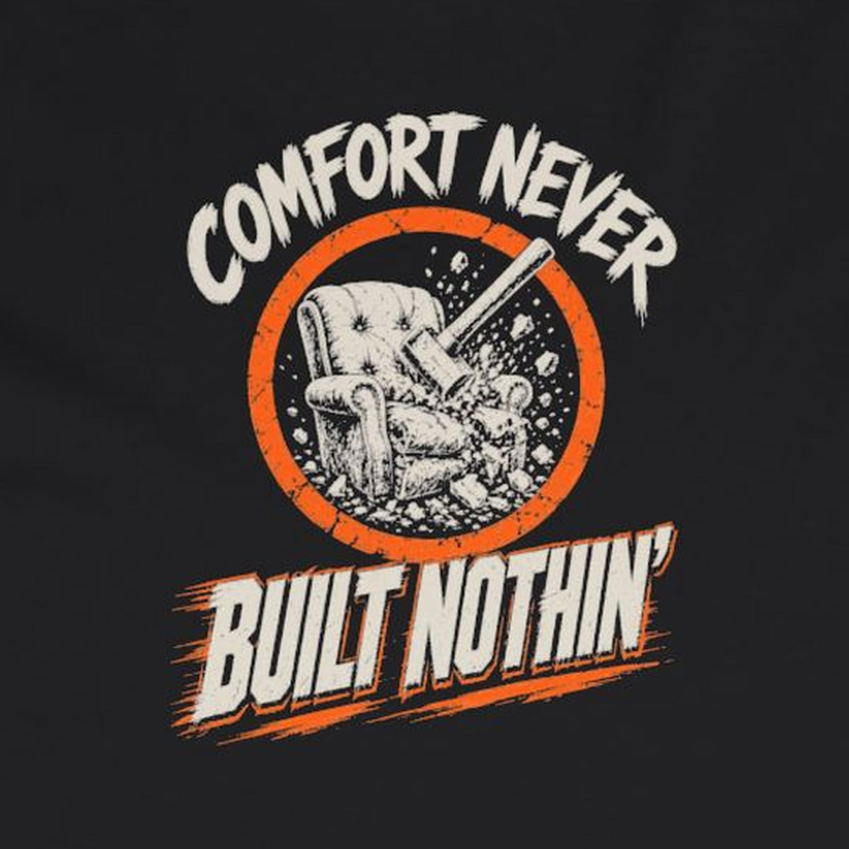 Comfort Never Built Nothin' Long Sleeve Tee – Stay Positive – Black – back print close-up