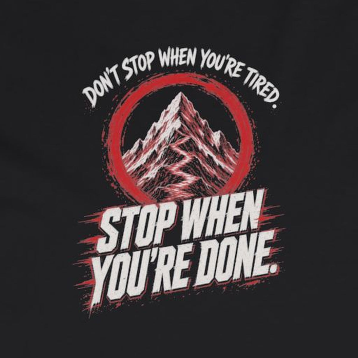Don't Stop When You're Done Long Sleeve Tee – Stay Positive – Black – back print close-up