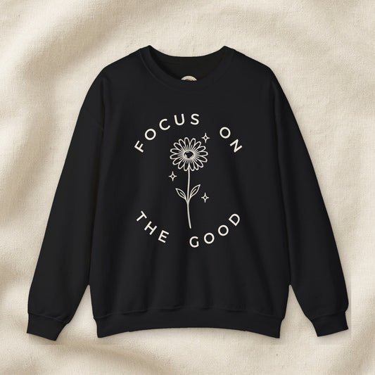 Focus on the Good Women's Crewneck Sweatshirt – Front Porch Grace – Black – front