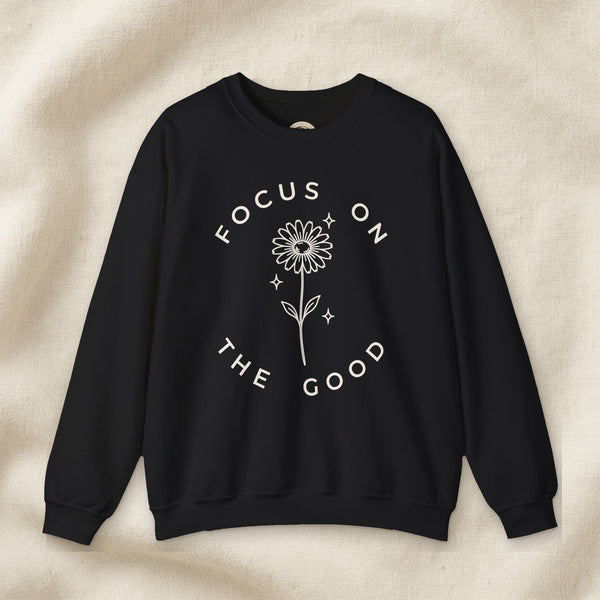 Focus on the Good Women's Crewneck Sweatshirt – Front Porch Grace – Black – front