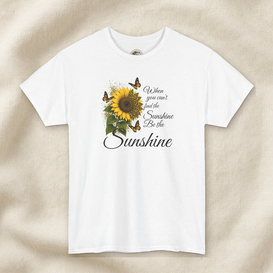 When You Can't Find the Sunshine, Be the Sunshine Women's Tee – Front Porch Grace – White – front