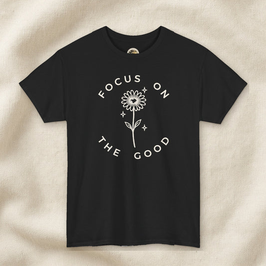 Focus on the Good Women's Tee – Front Porch Grace – Black – front