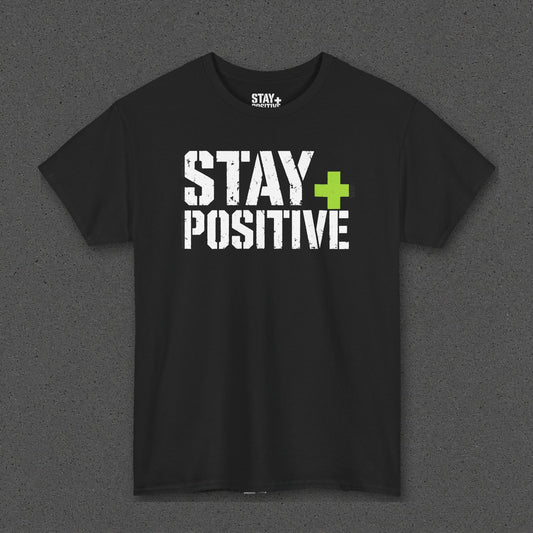 Stay Positive Logo Tee – Lime Plus – Black – front