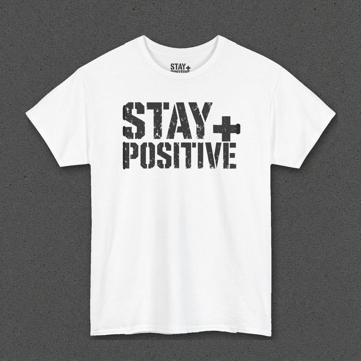 Stay Positive Logo Tee – White – front