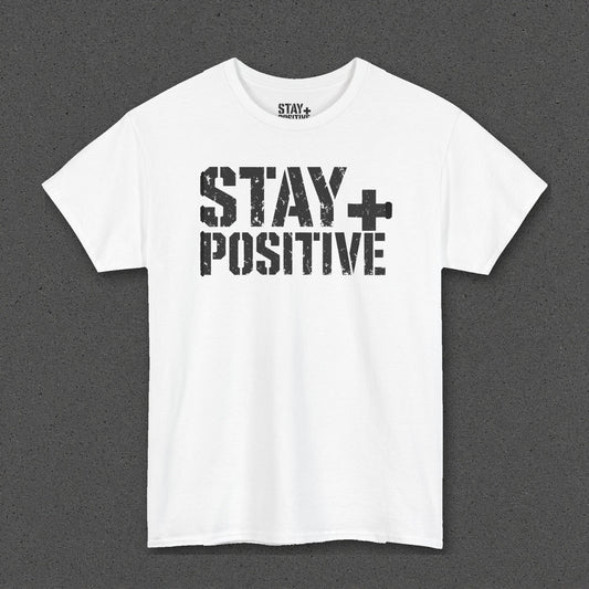 Stay Positive Logo Tee – White – front