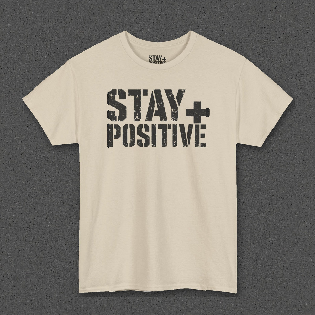 Stay Positive Logo Tee – Sand – front
