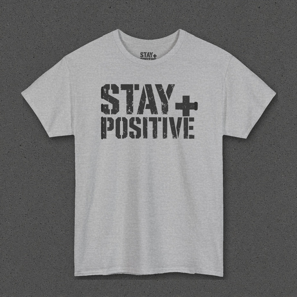 Stay Positive Logo Tee – Sport Grey – front