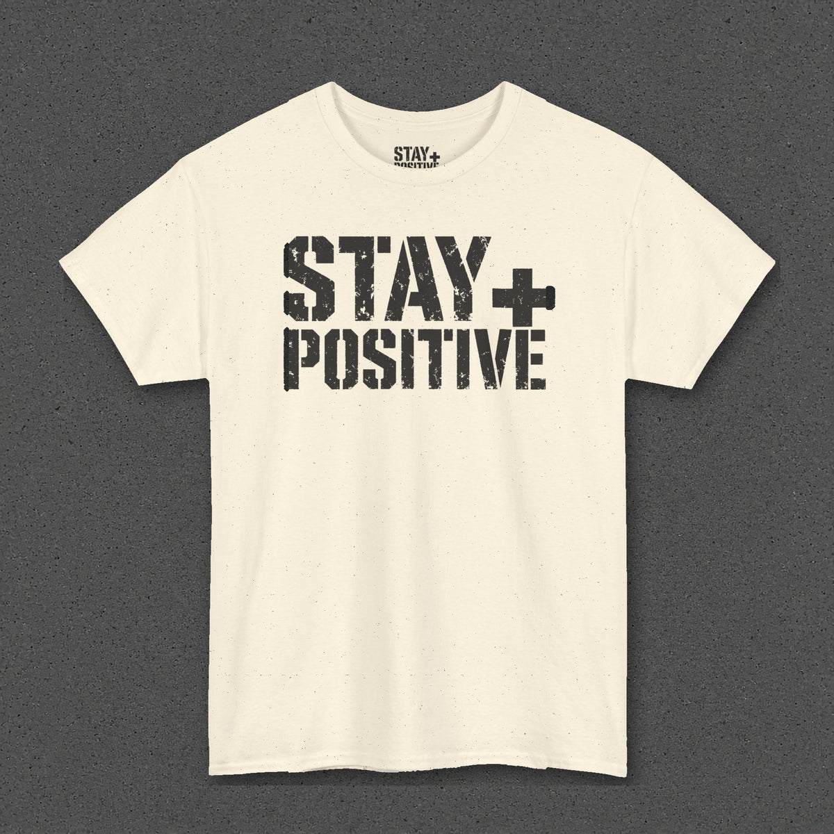 Stay Positive Logo Tee – Natural – front