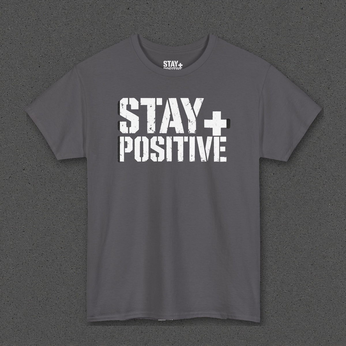 Stay Positive Logo Tee – Charcoal – front