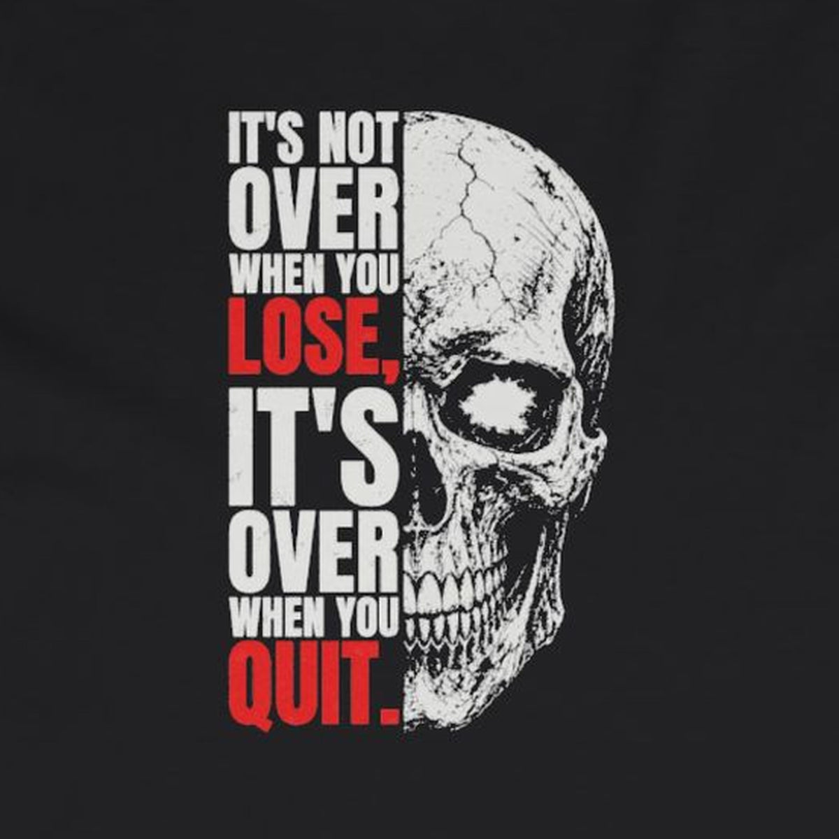It's Not Over Till You Quit Long Sleeve Tee – Stay Positive – Black – back print close-up