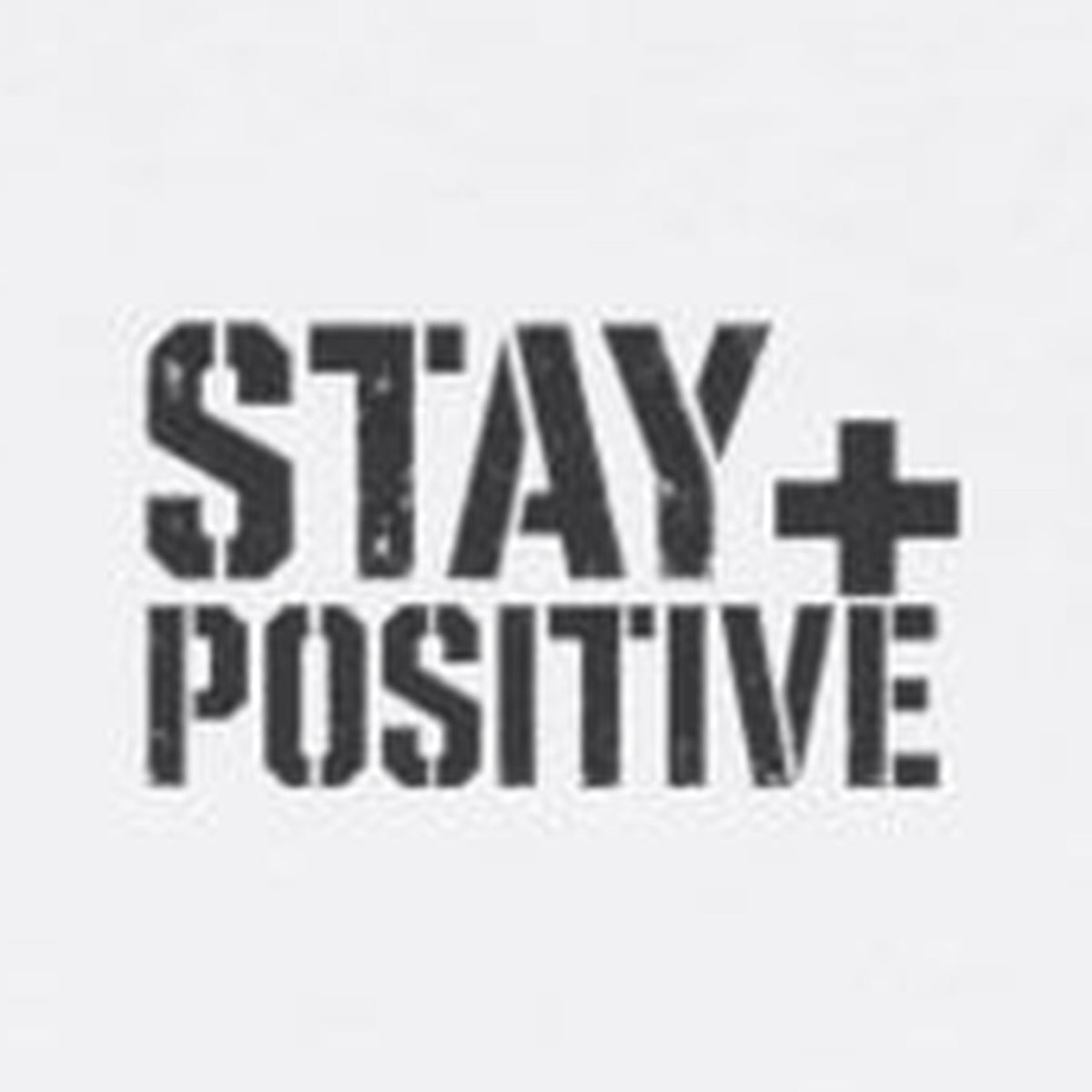 Keep Showing Up Long Sleeve Tee – Stay Positive – White – front print close-up