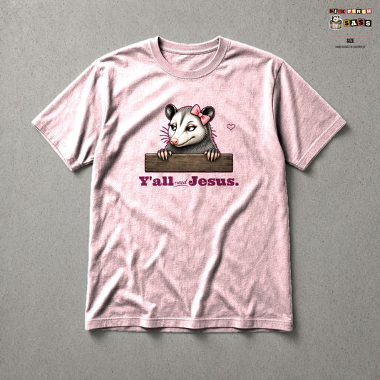Y'all Need Jesus - Carla Tee in Light Pink – Back Porch Sass by The Hillbillies