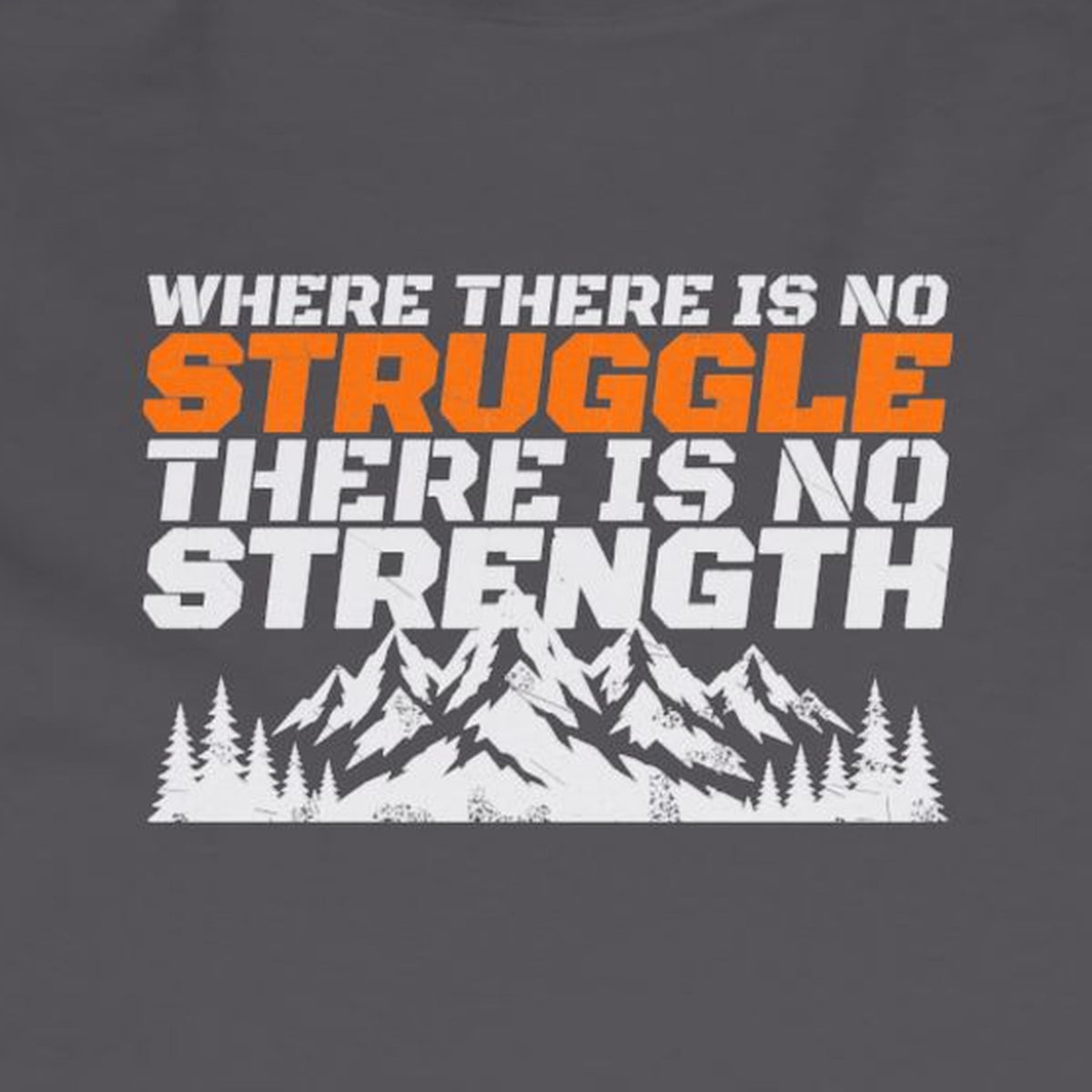 No Struggle No Strength Long Sleeve Tee – Stay Positive – Charcoal – back print close-up