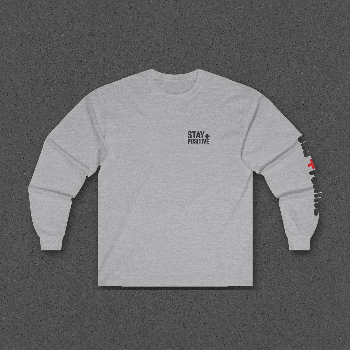 No Struggle No Strength Long Sleeve Tee – Stay Positive – Sport Grey – front