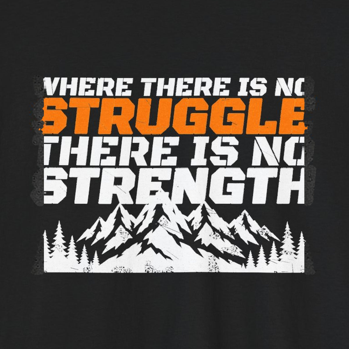 No Struggle No Strength Tee – Stay Positive – Black – back print close-up