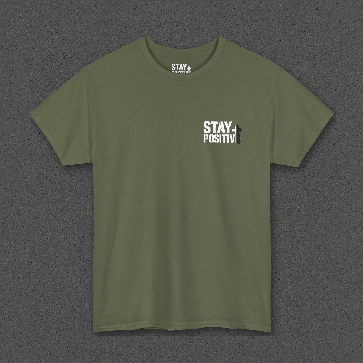 No Struggle No Strength Tee – Stay Positive – Military Green – front