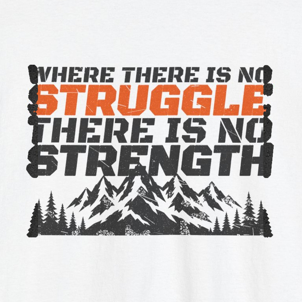 No Struggle No Strength Tee – Stay Positive – White – back print close-up