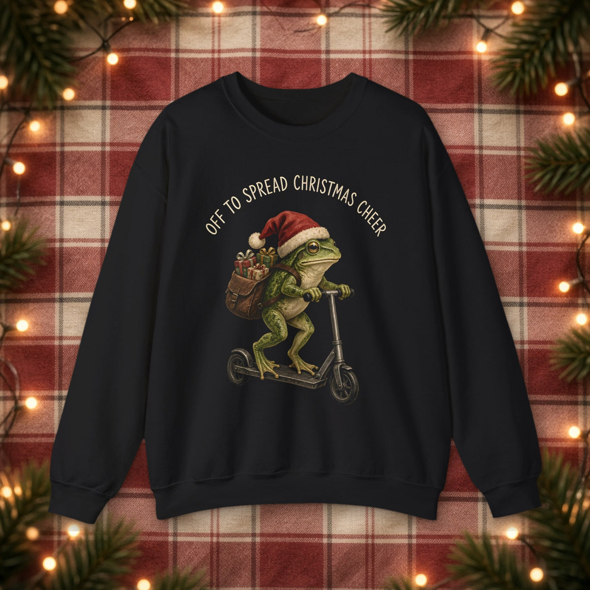 Off to Spread Christmas Cheer Christmas Sweatshirt – Black – front