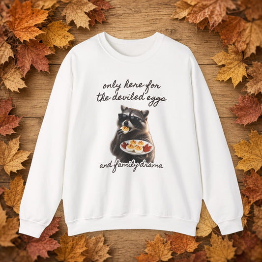 Only Here for the Deviled Eggs Sweatshirt – White – front