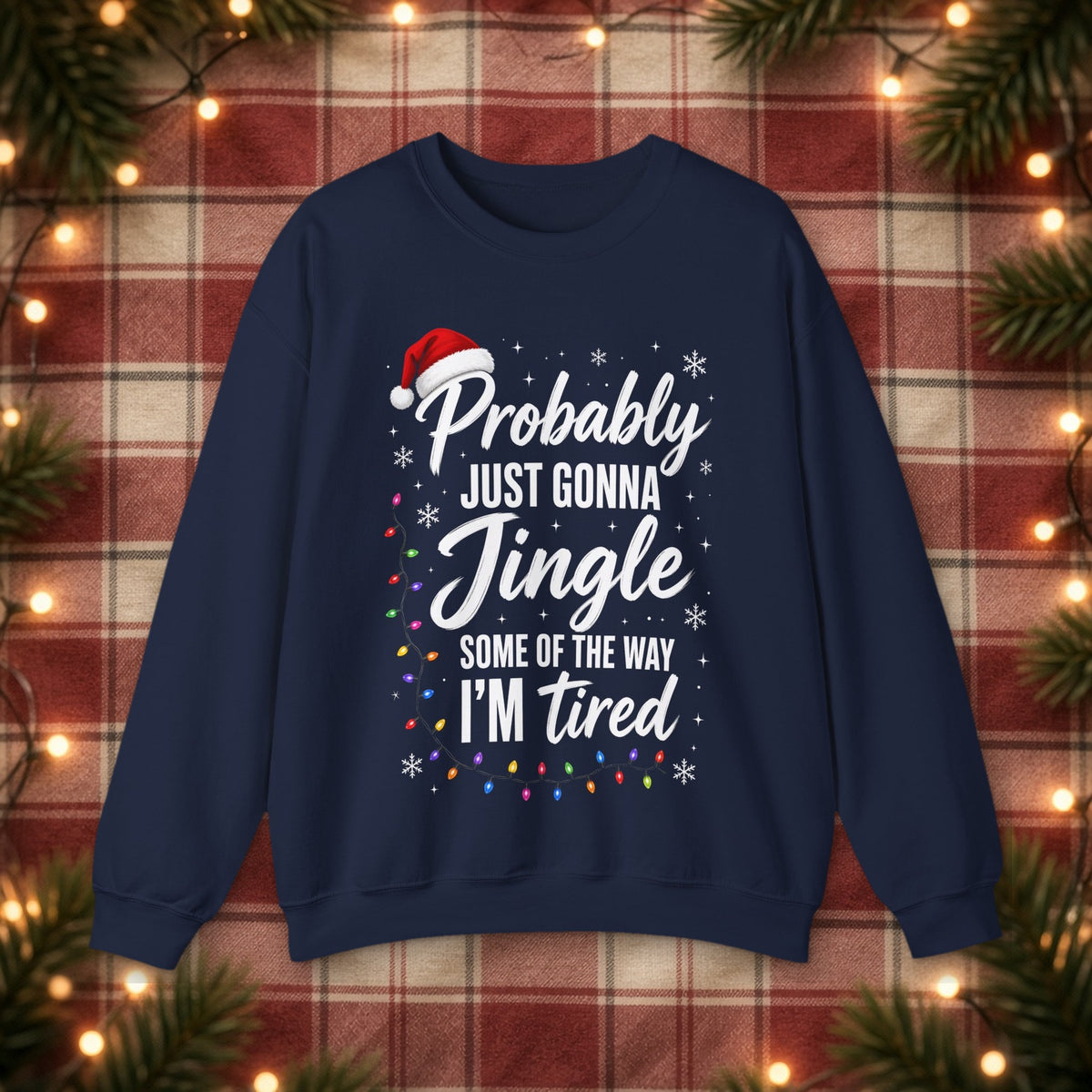 Probably Just Gonna Jingle Some of the Way Christmas Sweatshirt – Navy – front