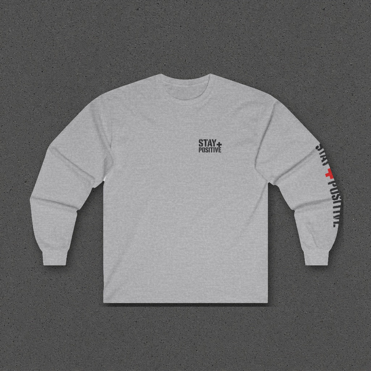 Quit Is Not in My Bloodline Long Sleeve Tee – Stay Positive – Sport Grey – front