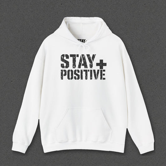 Stay Positive Logo Hoodie – White – front