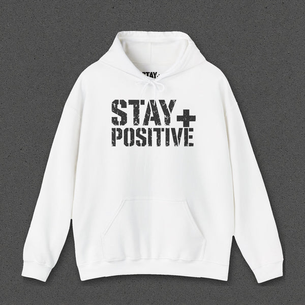 Stay Positive Logo Hoodie – White – front