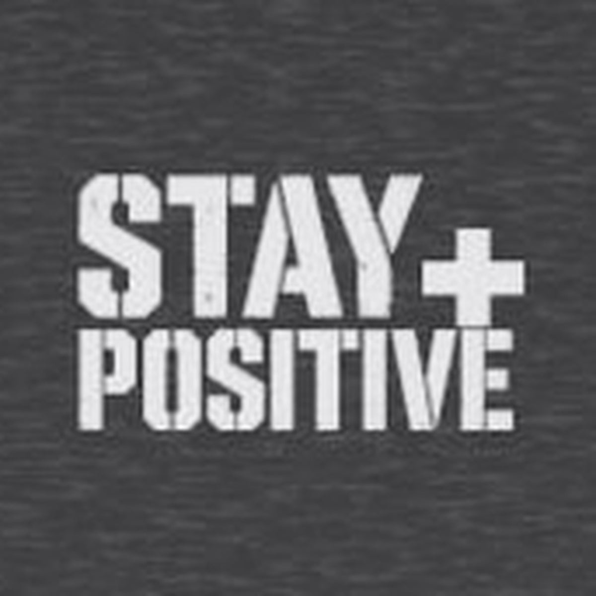 Storms Don't Last Long Sleeve Tee – Stay Positive – Dark Heather – front print close-up