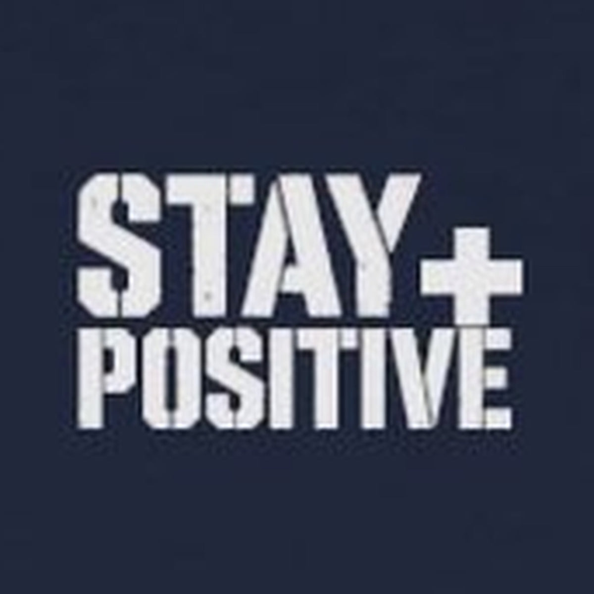 Storms Don't Last Long Sleeve Tee – Stay Positive – Navy – front print close-up