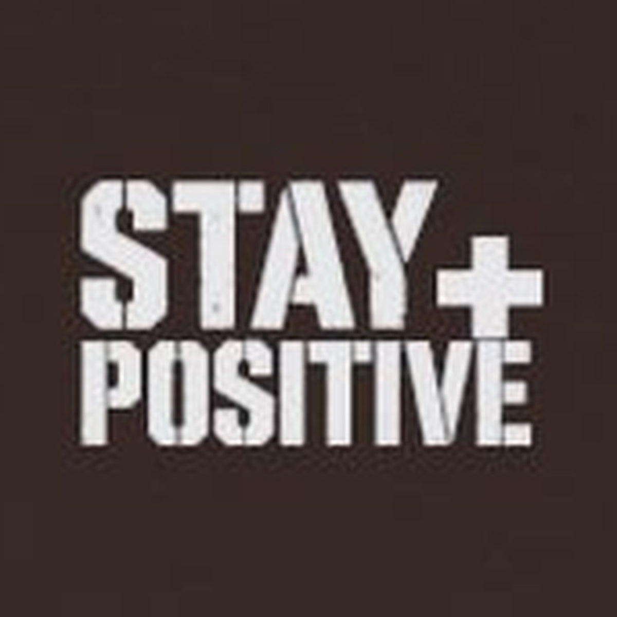 The Mountain Don't Move Long Sleeve Tee – Stay Positive – Dark Chocolate – front print close-up