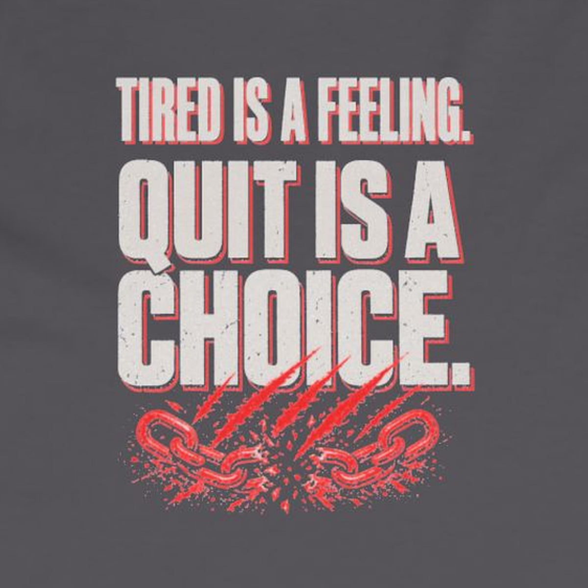 Tired Is a Feeling Long Sleeve Tee – Stay Positive – Charcoal – back print close-up