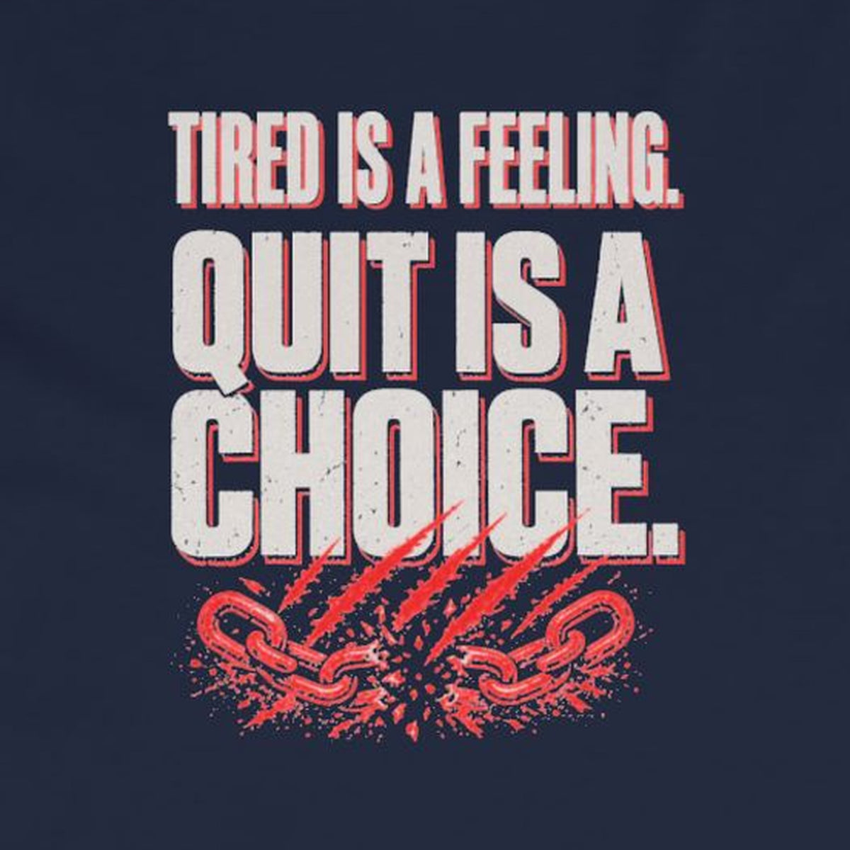 Tired Is a Feeling Long Sleeve Tee – Stay Positive – Navy – back print close-up
