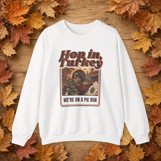 We're on a Pie Run Thanksgiving Sweatshirt – White – front